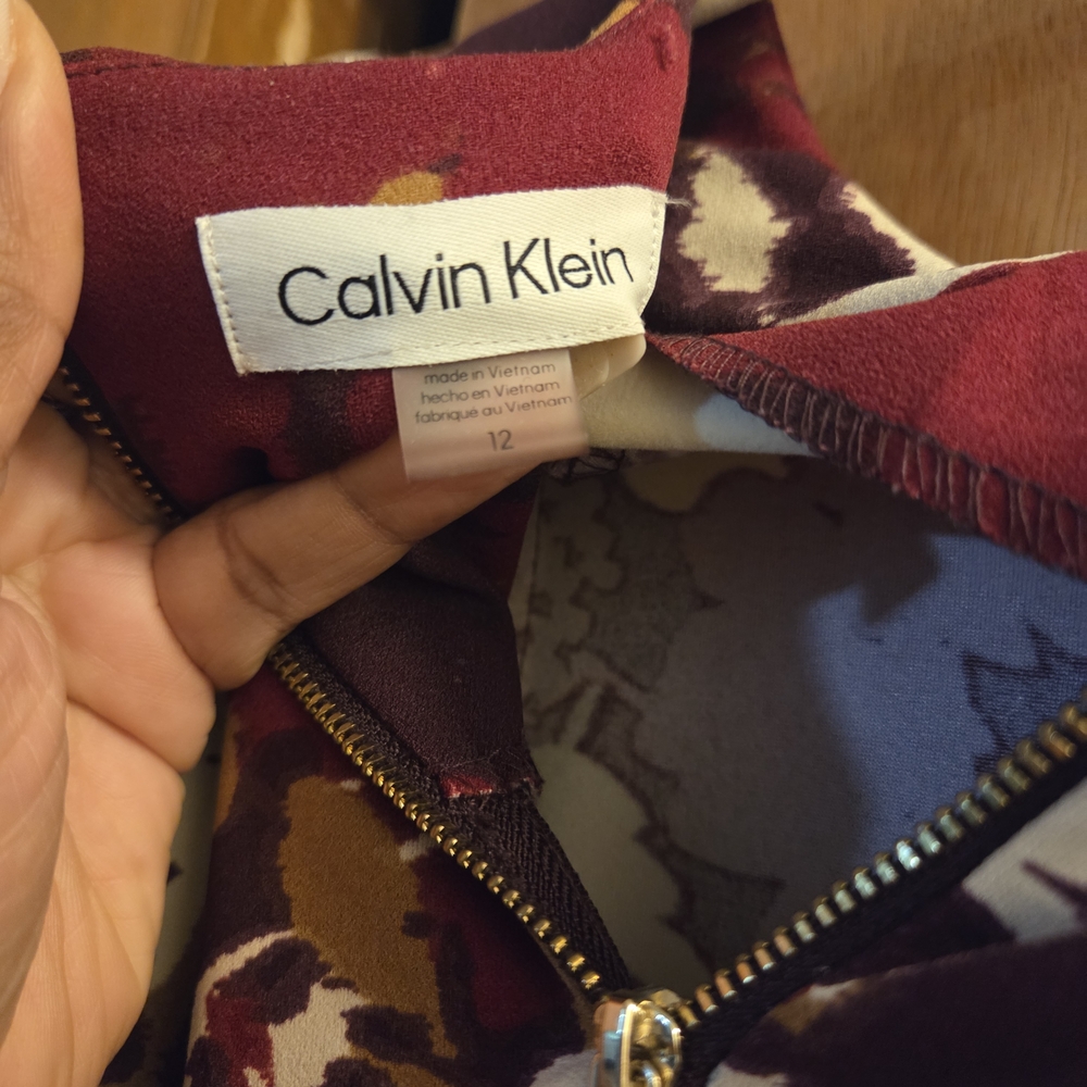 Calvin Klein Trumpet Dress with Flutter Cap Sleeves - Picture 3 of 5